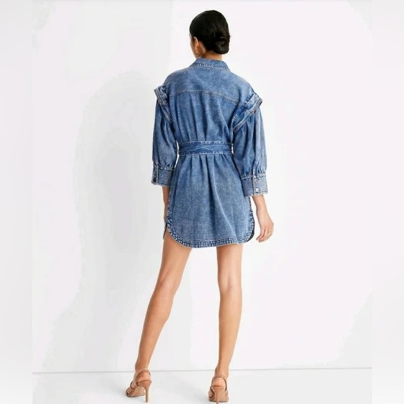 NWT Future Collective Kahlana Barfield Brown Long Sleeve Utility Denim Dress - Picture 5 of 6